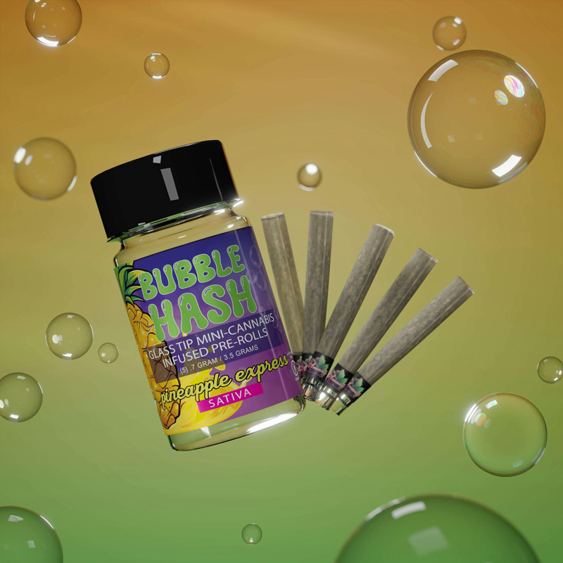Amnesia | 5-Pack Bubble Hash Infused Pre-rolls | Pineapple Express