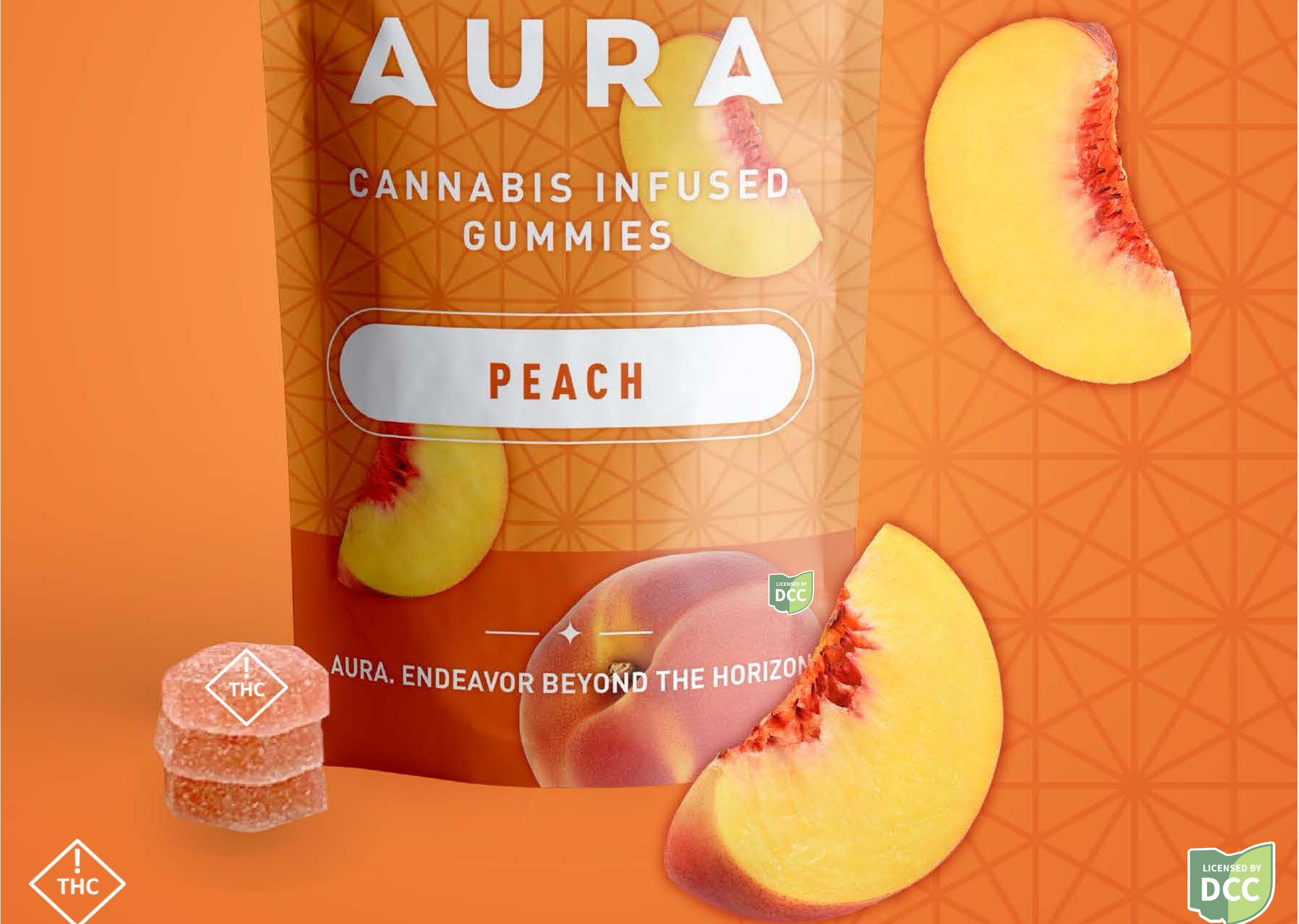Aura | Peach 2:1 THC:CBC 28pk | 220mg Gummies