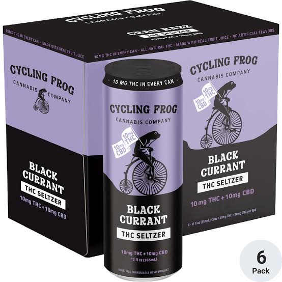 Cycling Frog | THC Seltzer Beverage | Black Current | 10mg THC/10mg CBD | 12oz
