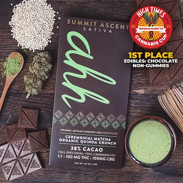 Matcha Crunch Ascent | RSO Milk Chocolate | 1:1 CBG:THC | 20pk | 100mg product photo