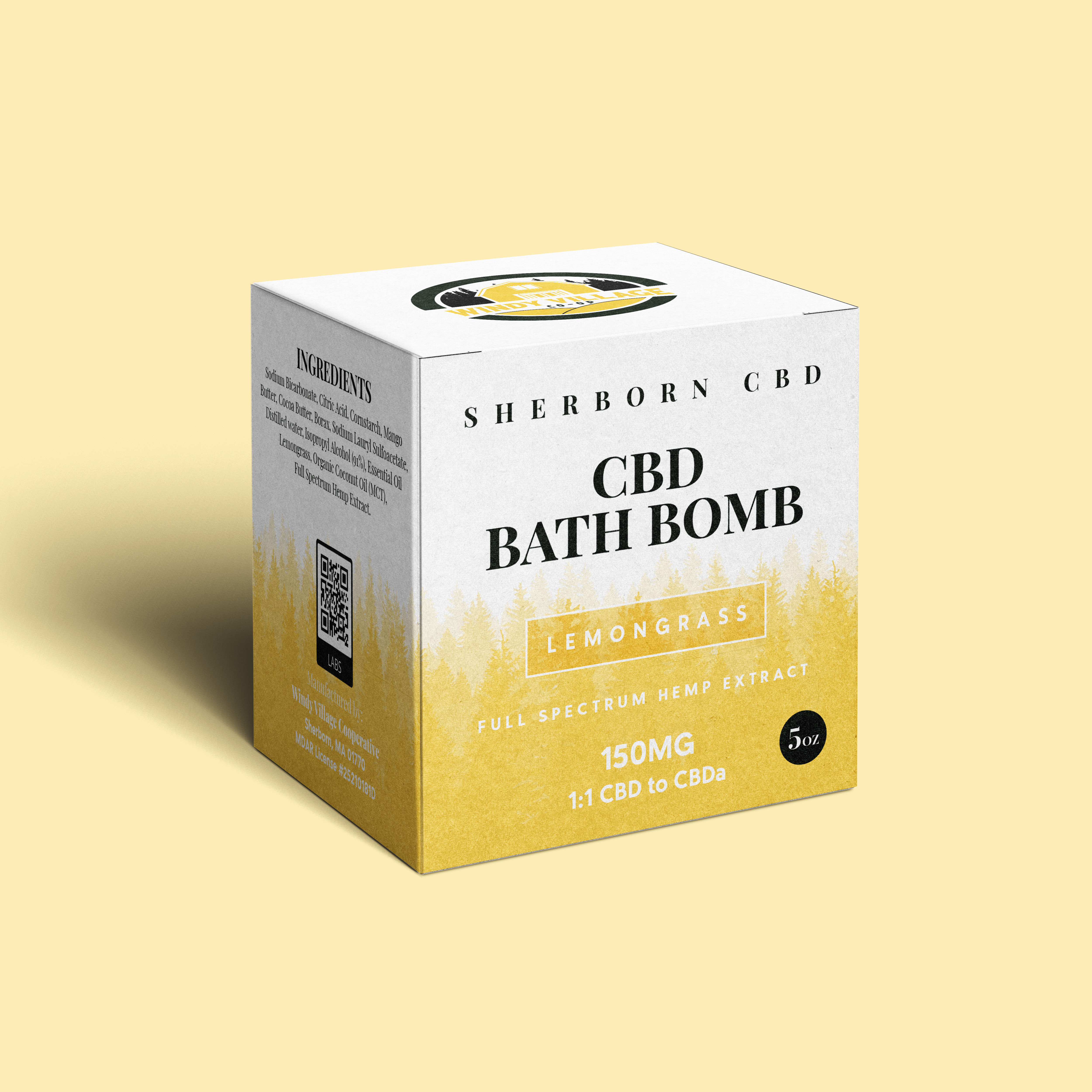 CBD 150mg Bath Bomb- Lemongrass