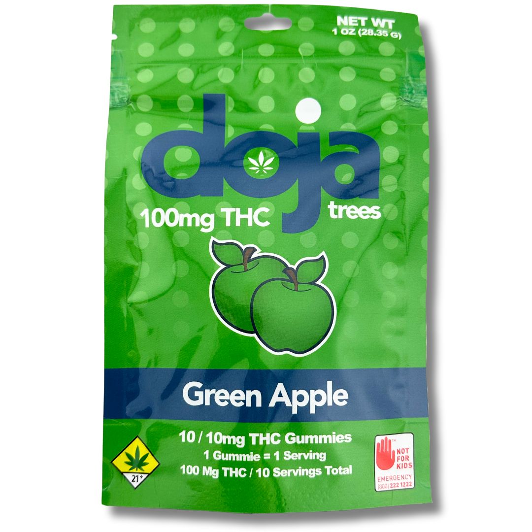 Green Apple 10x10mg 100mg Gummie (Doja Trees)