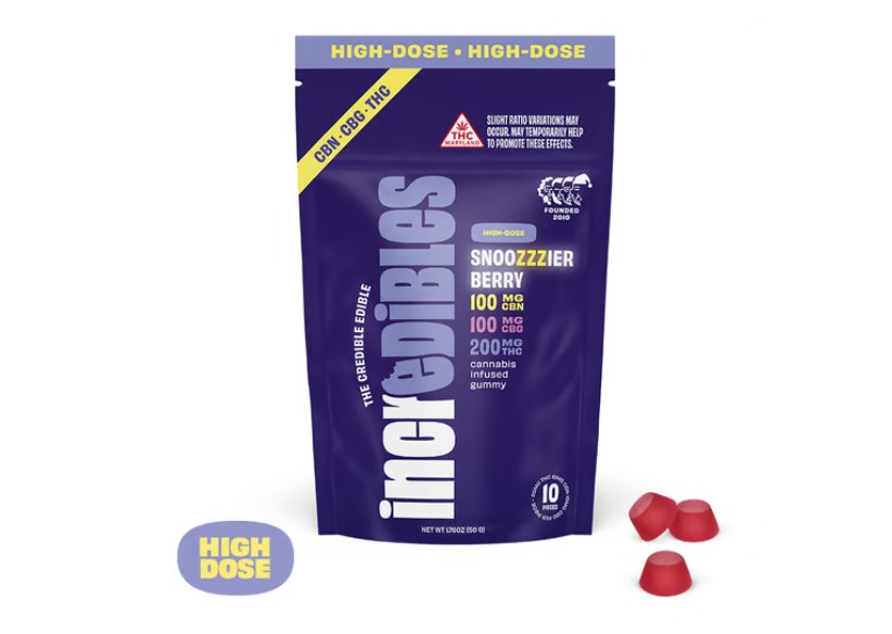 Incredibles - Snoozzzierberry 2:1:1 THC:CBN:CBG Gummies 10pk - 100mg