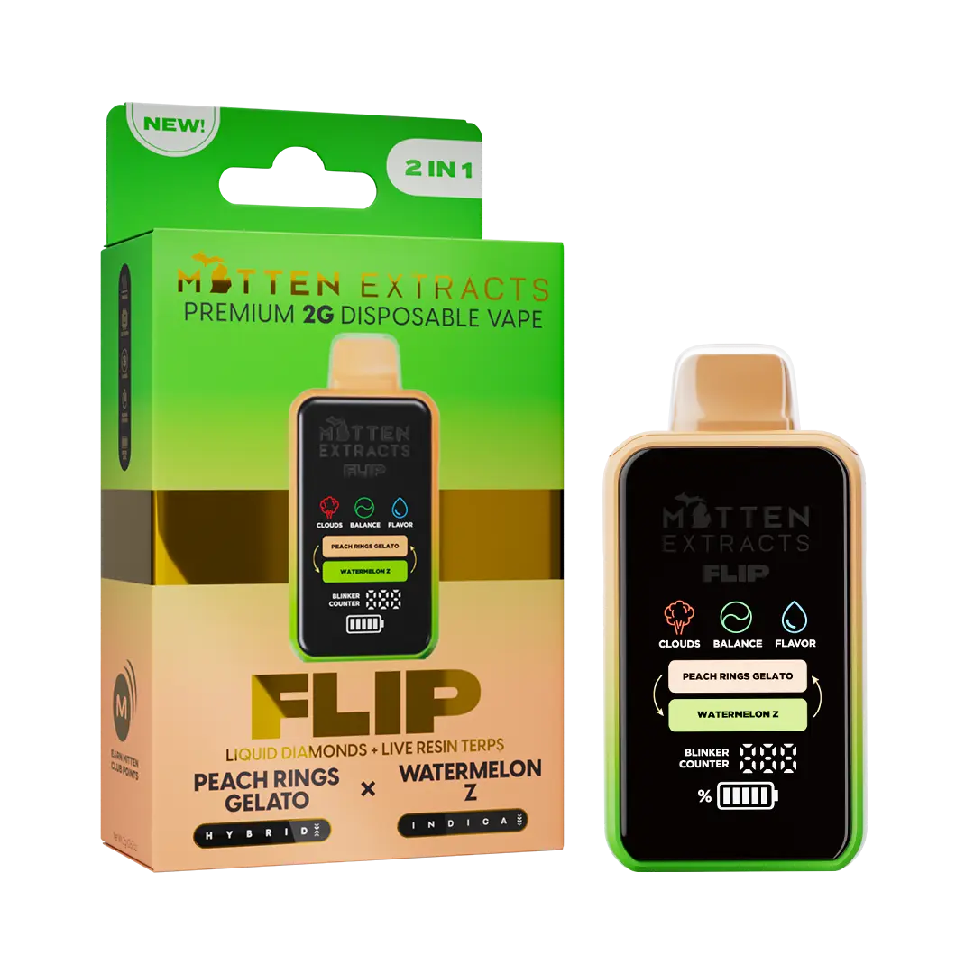 Mitten Extracts Disposable 2-In-1 Flip - Peach Rings Gelato | Watermelon Z