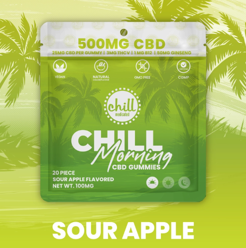 Chill Medicated - Morning Green Apple - 500mg CBD Gummies