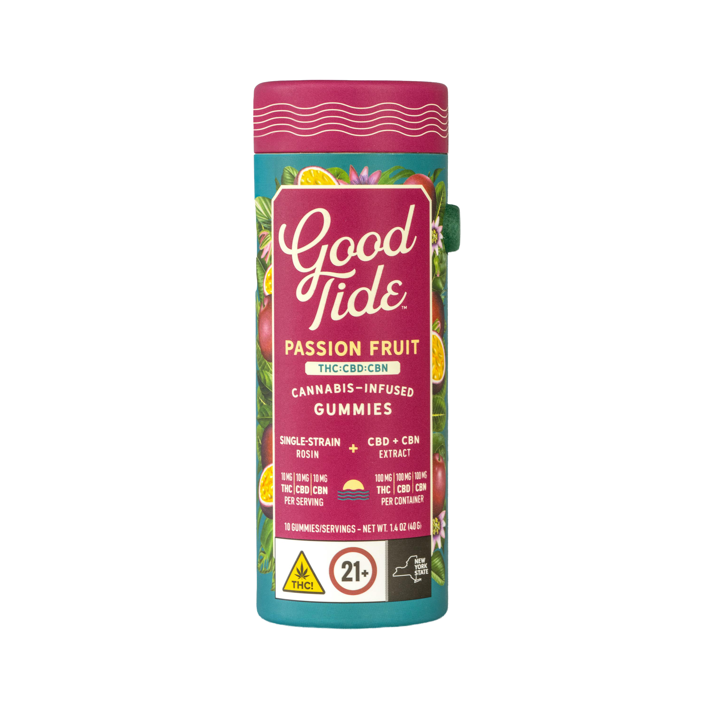 Good Tide | 200mg THC 100mg CBD 100mg CBN Gummies | Passion Fruit