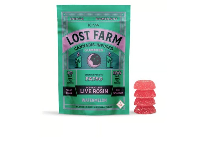 Lost Farm - Watermelon x Fatso Solventless Live Rosin Gummies 10pk - 100mg