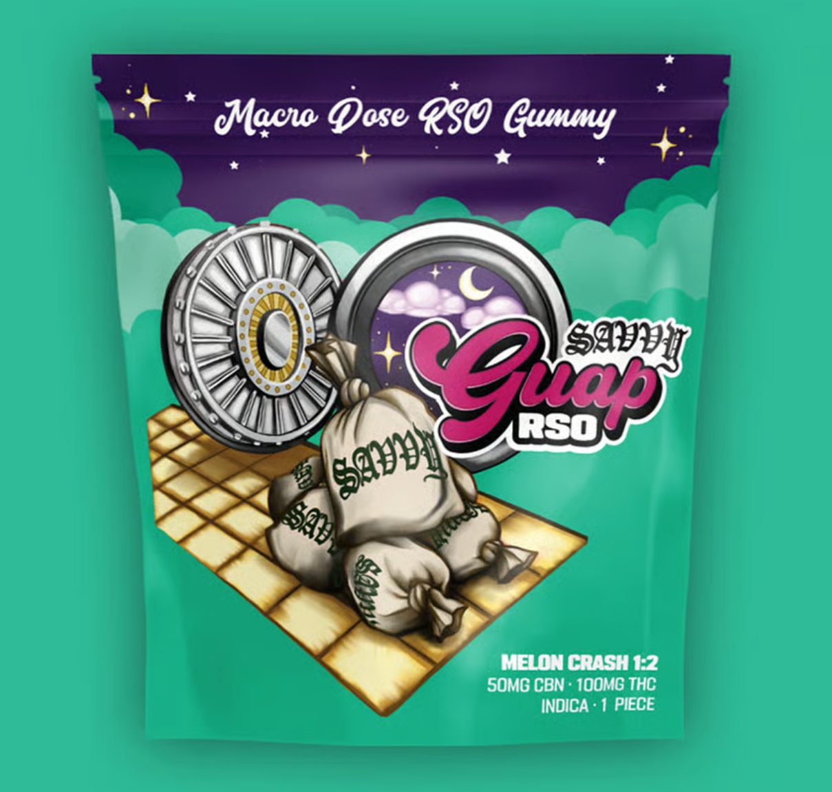 100mg 1pc  - Melon Crash RSO - Savvy Guap Gummy - REC