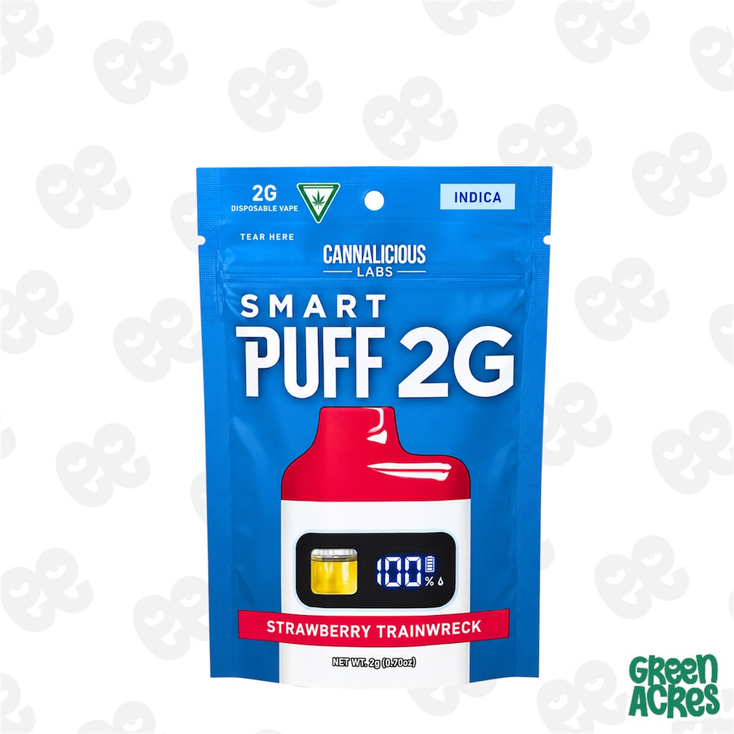 Cannalicious: Strawberry Trainwreck 2G SmartPuff Vape Disposable (I)