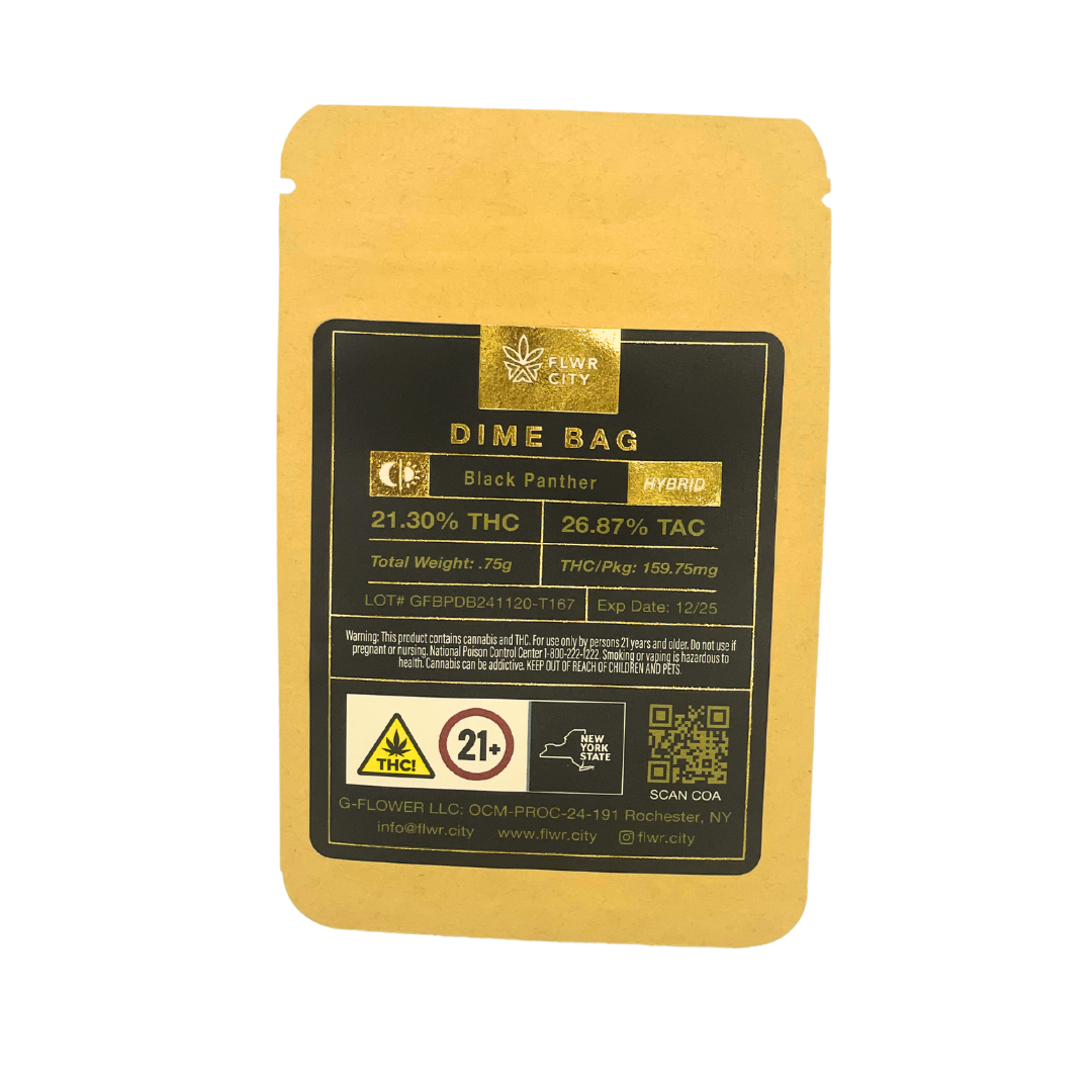 Flower .75G Dime Bag- Black Panther