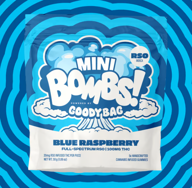 Blue Raspberry - Mini Bombs - Indica - RSO Gummies - 100mg (5pk)