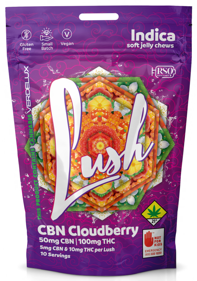 Lush Cloudberry 2:1 Soft Jelly Chews Gummies 10-Pack Edibles Verdelux | 100mg THC 50mg CBN