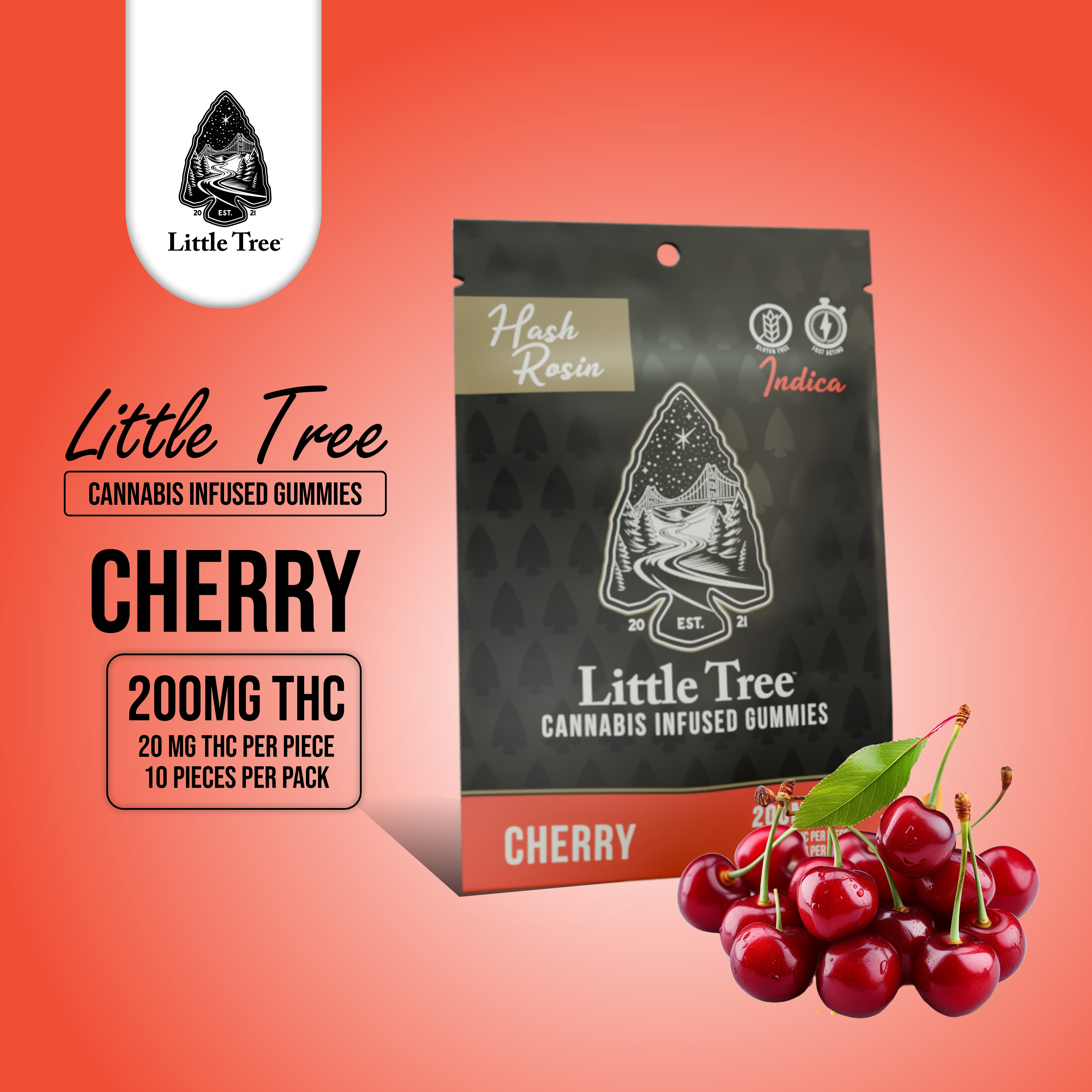 Little Tree Hash Rosin Gummies Cherry 200mg