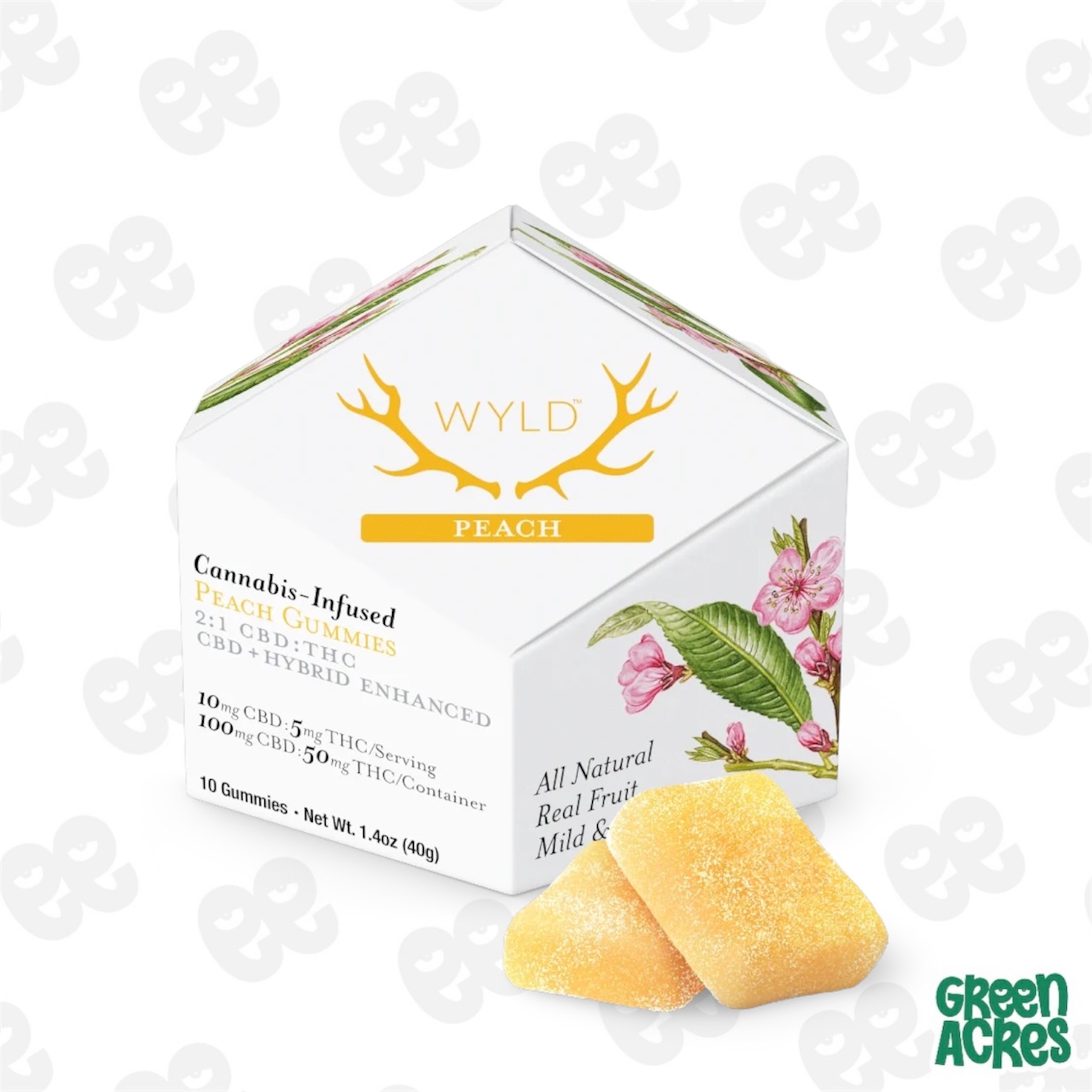 Wyld: Peach 100MG CBD / 50MG THC Gummies