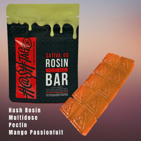 HashtagOG Edible Rosin Gummy Bar 100mg- Mango Passionfruit