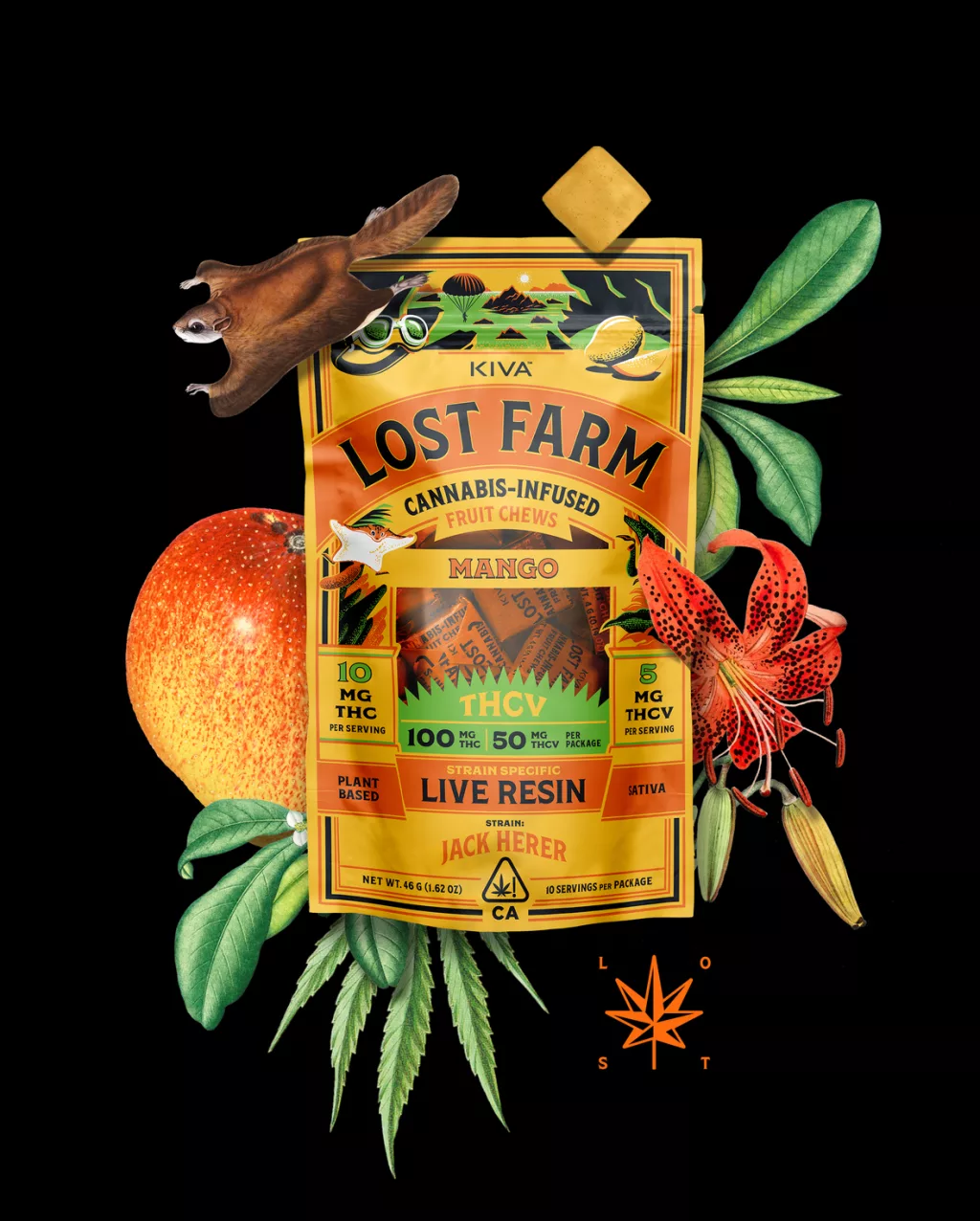 Lost Farm - Mango Live Rosin Fruit Chews 10pk THCV 100MG