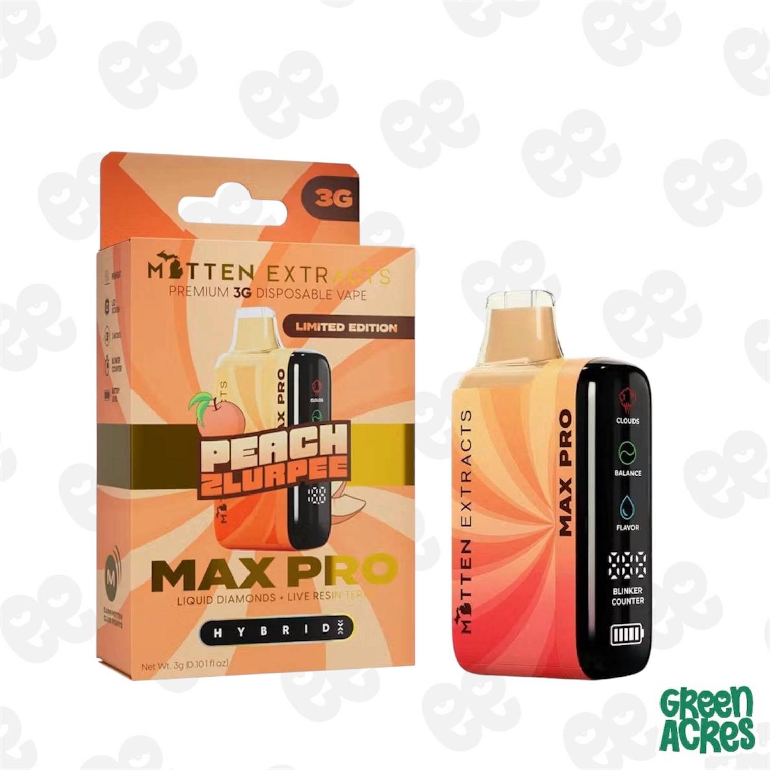 Mitten Extracts: Peach Zlurpee 3G MAX PRO Vape Disposable