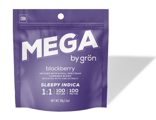 Grön - Blackberry 1:1 CBN:THC MEGA PEARLS - 1 piece 100mg Gummies