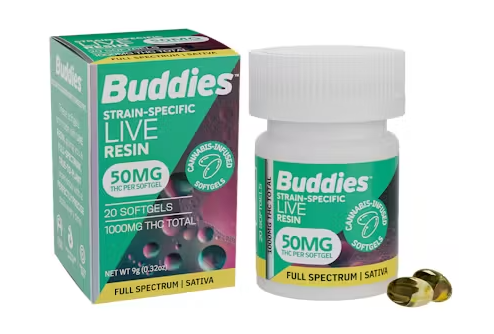 Buddies Sativa 50mg Live Resin Softgels 20PK