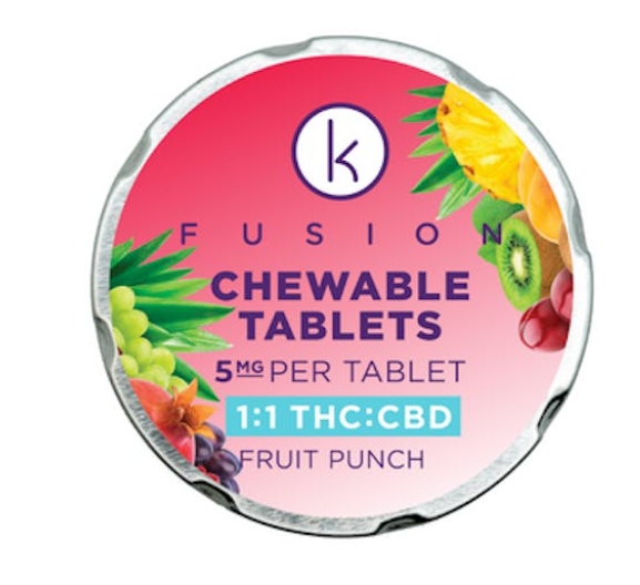 KALM FUSION Chewable Tablet 100mg: Fruit Punch 1:1 THC:CBD 20pc