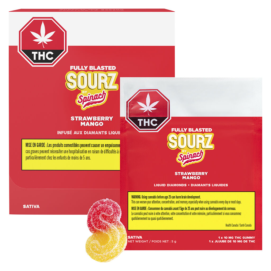 SOURZ by Spinach® - Fully Blasted Strawberry Mango Gummies - 10x1 Pack