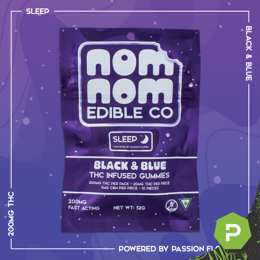 Nom Nom Edible Co | 200mg Gummies | Black & Blue Sleep (4:1 THC:CBN)