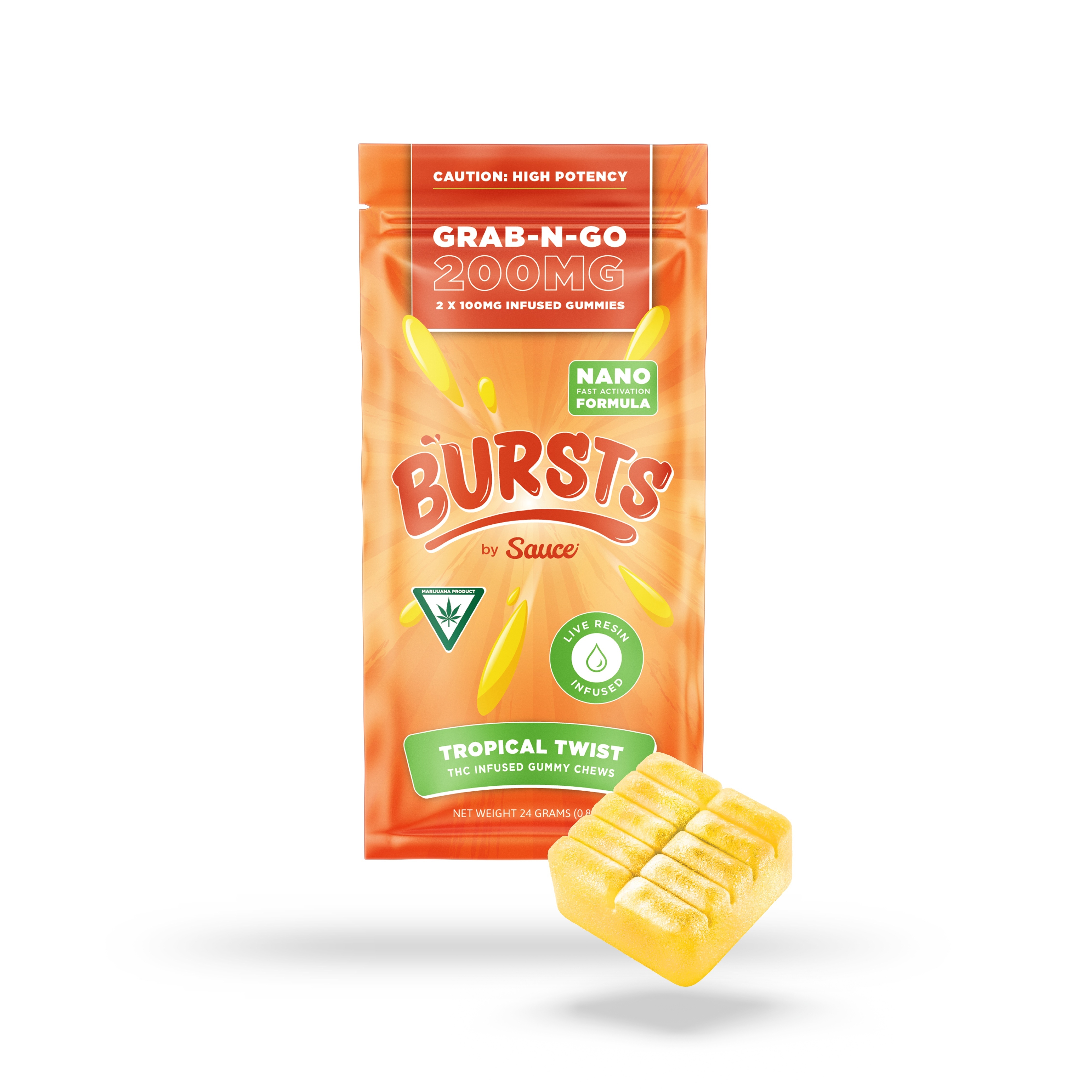 Bursts | 200mg Live Resin Gummies | White Peach