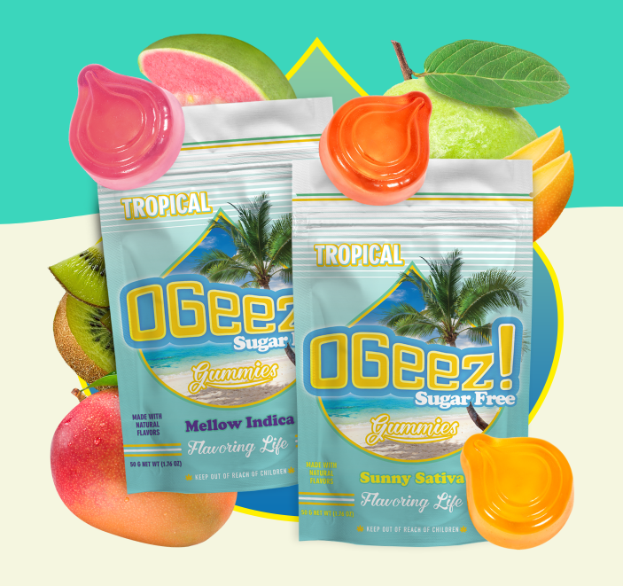 OGeez | Gummies | Sugar free | Tropical  | Sunny Sativa | 10pack