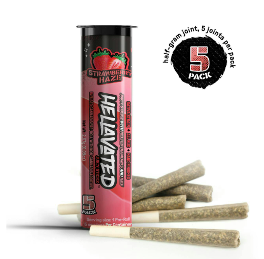 HELLAVATED Juicy Stickz Infused Joint 2.5g: Strawberry Haze 5pk