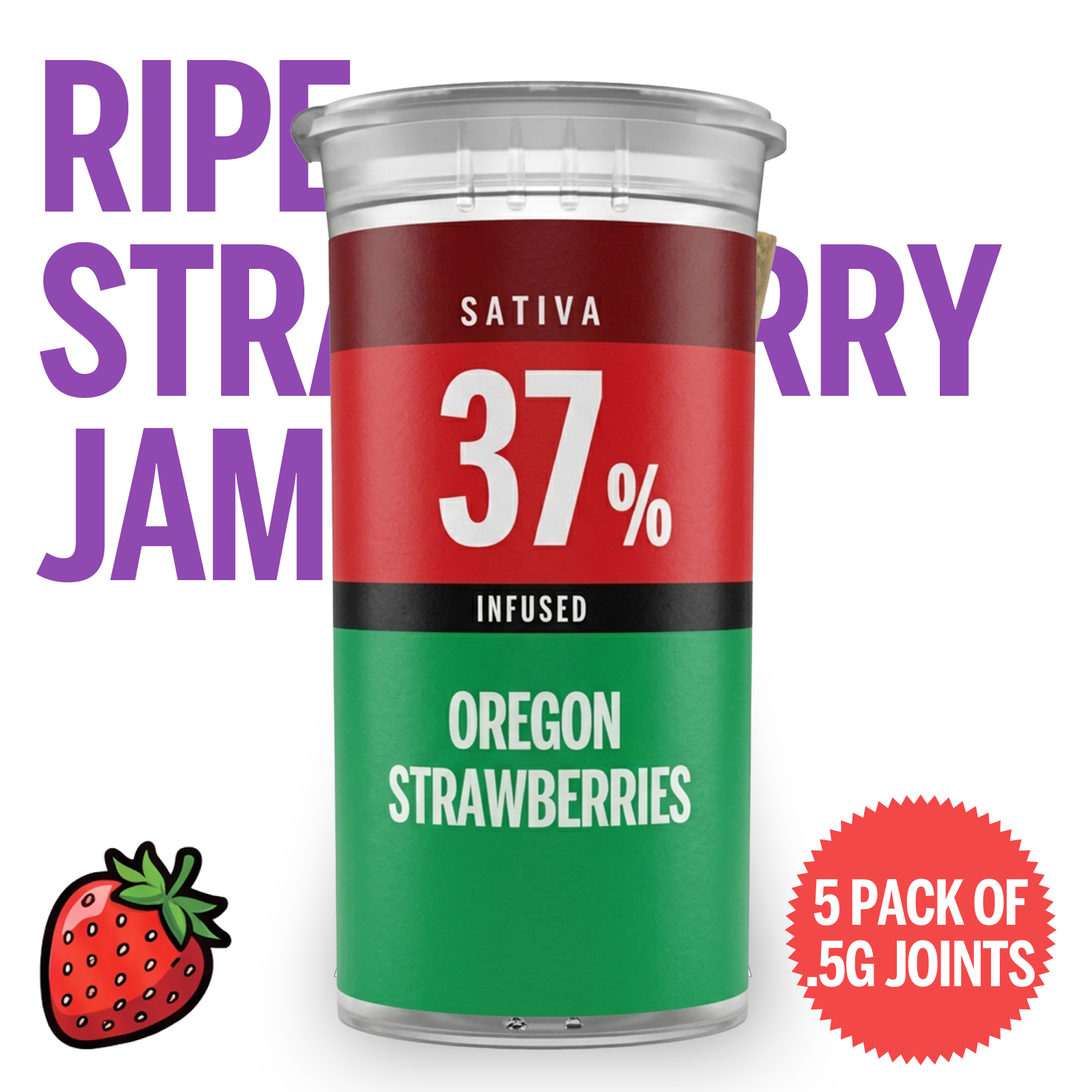 Oregon Strawberries Sativa Infused Preroll 5 Pack [5x.5G]