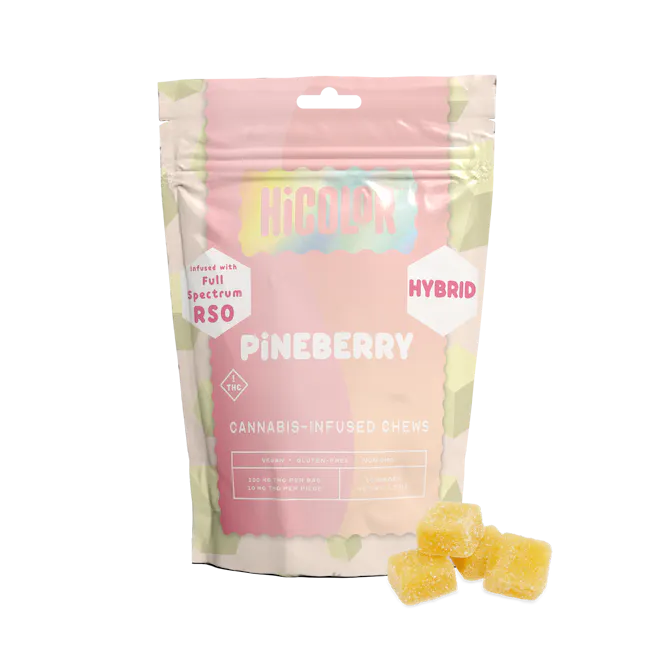 Ⓥ HICOLOR RSO Gummies 100mg: Pineberry 10pk
