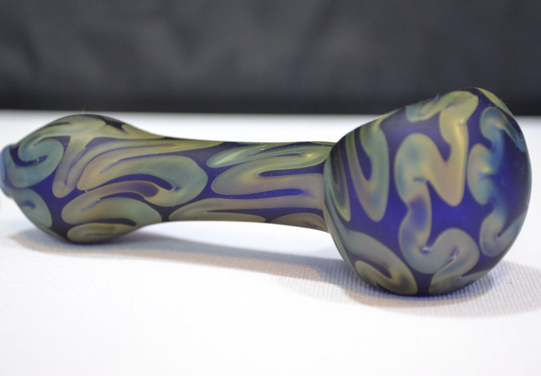 Matte Blue w/ Green Graffiti Spoon Pipe
