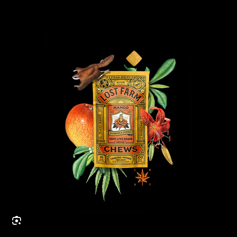 Lost Farm - Mango - Rainbows and Cherries - Sativa - Live Resin - Fruit Chews - 100mg (10pk)