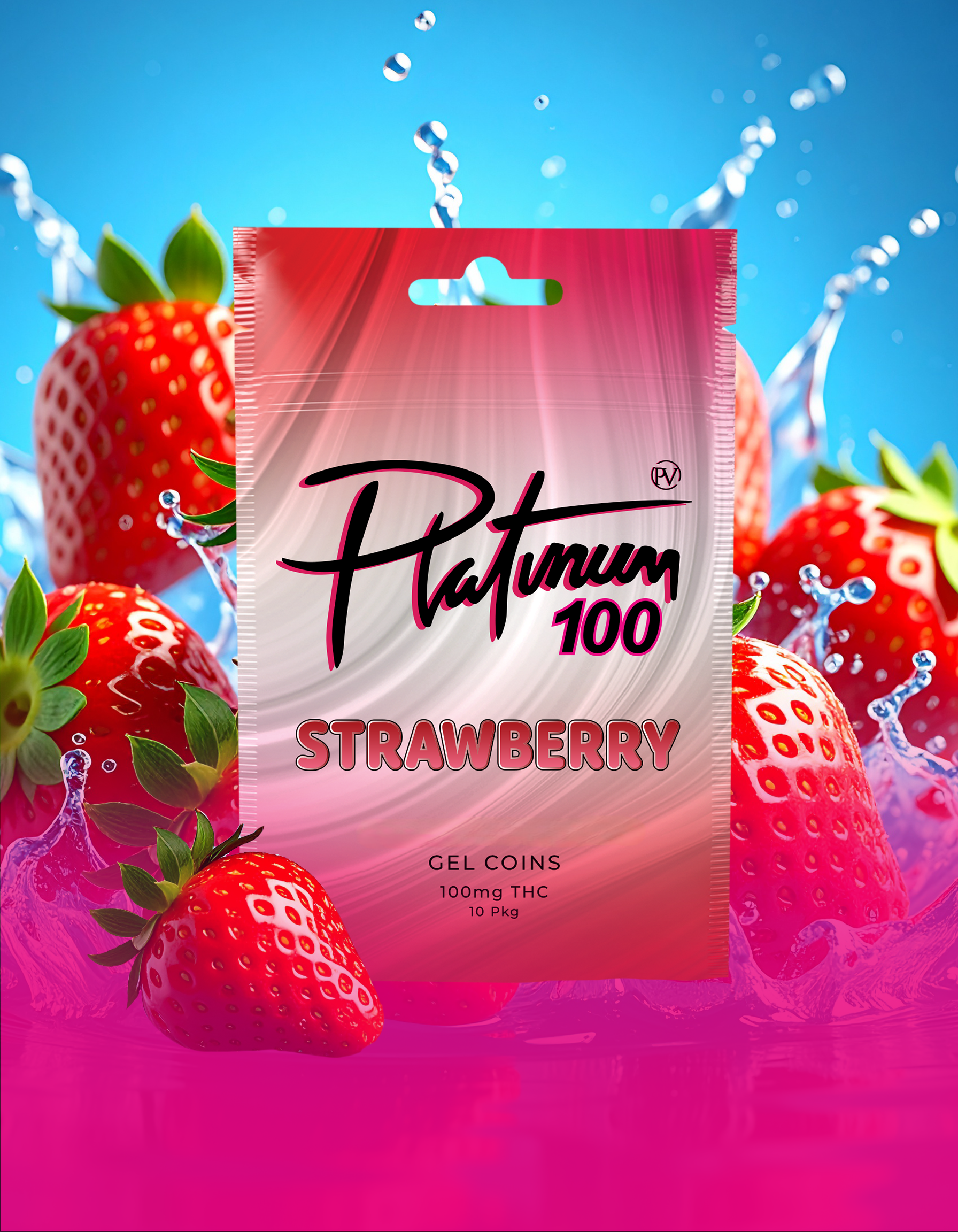 Strawberry Cannabis Infused Gel Coins 100mg (10x10mg)