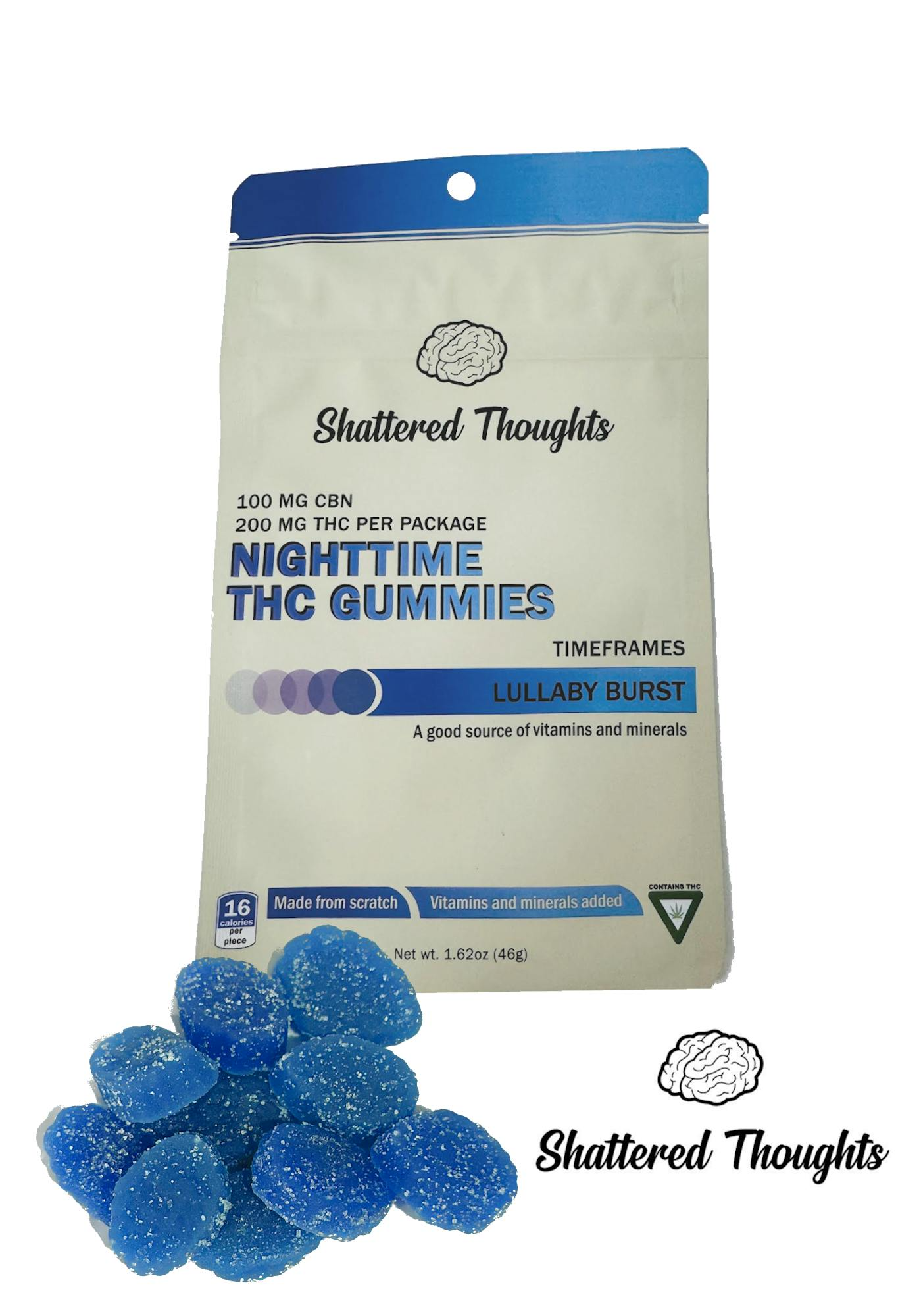 Nightime Lullaby Burst THC:CBN Gummies (10 x 20mg:10mg) 200mg:100mg