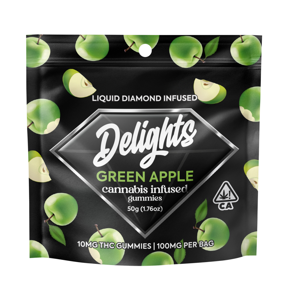 Delights - Green Apple Indica Gummies 10PK 100MG