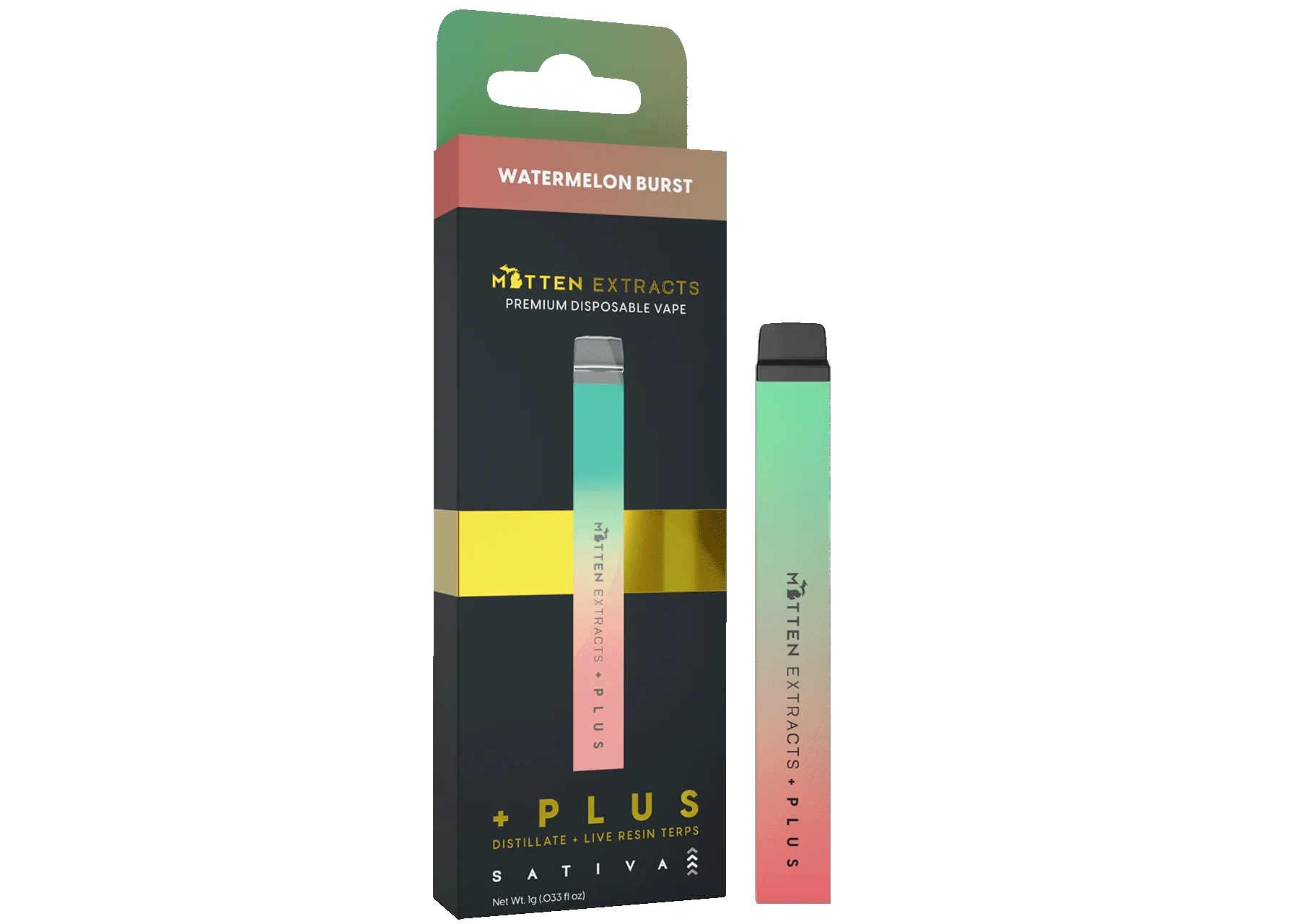Mitten + PLUS - Disposable 1g - Watermelon Burst - Sativa