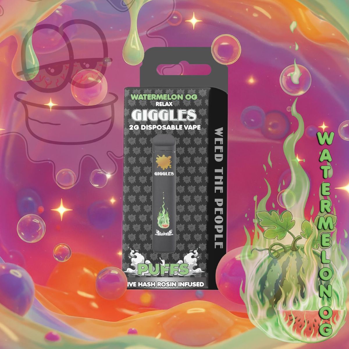 PUFF - WATERMELON OG - LIVE HASH ROSIN INFUSED DISPOSABLE VAPE