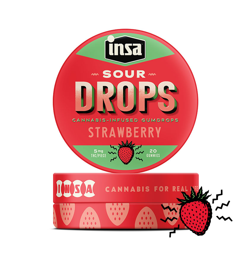 Sour Strawberry Drops | Gummy | 100mg | 20pk