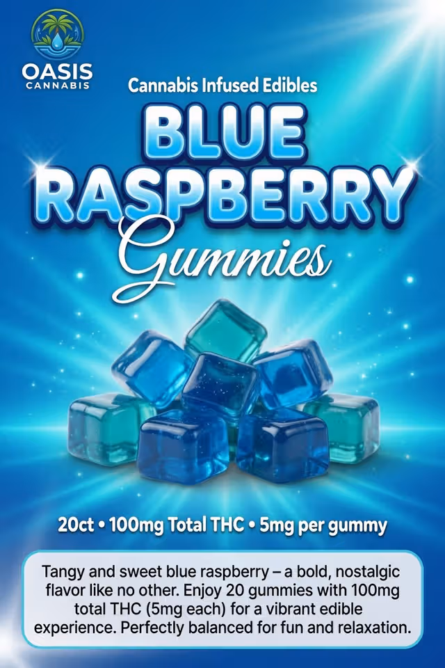 Oasis Cannabis | Blue Raspberry | Gummies | 20pk | .1g by Oasis Cannabis - edibles cannabis product
