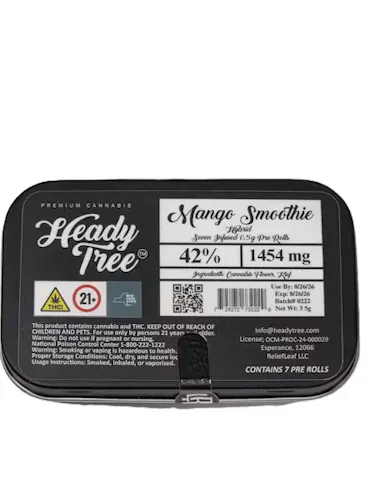 Heady Tree | Mango Smoothie (H) | Infused Pre-Rolls | 7 pck