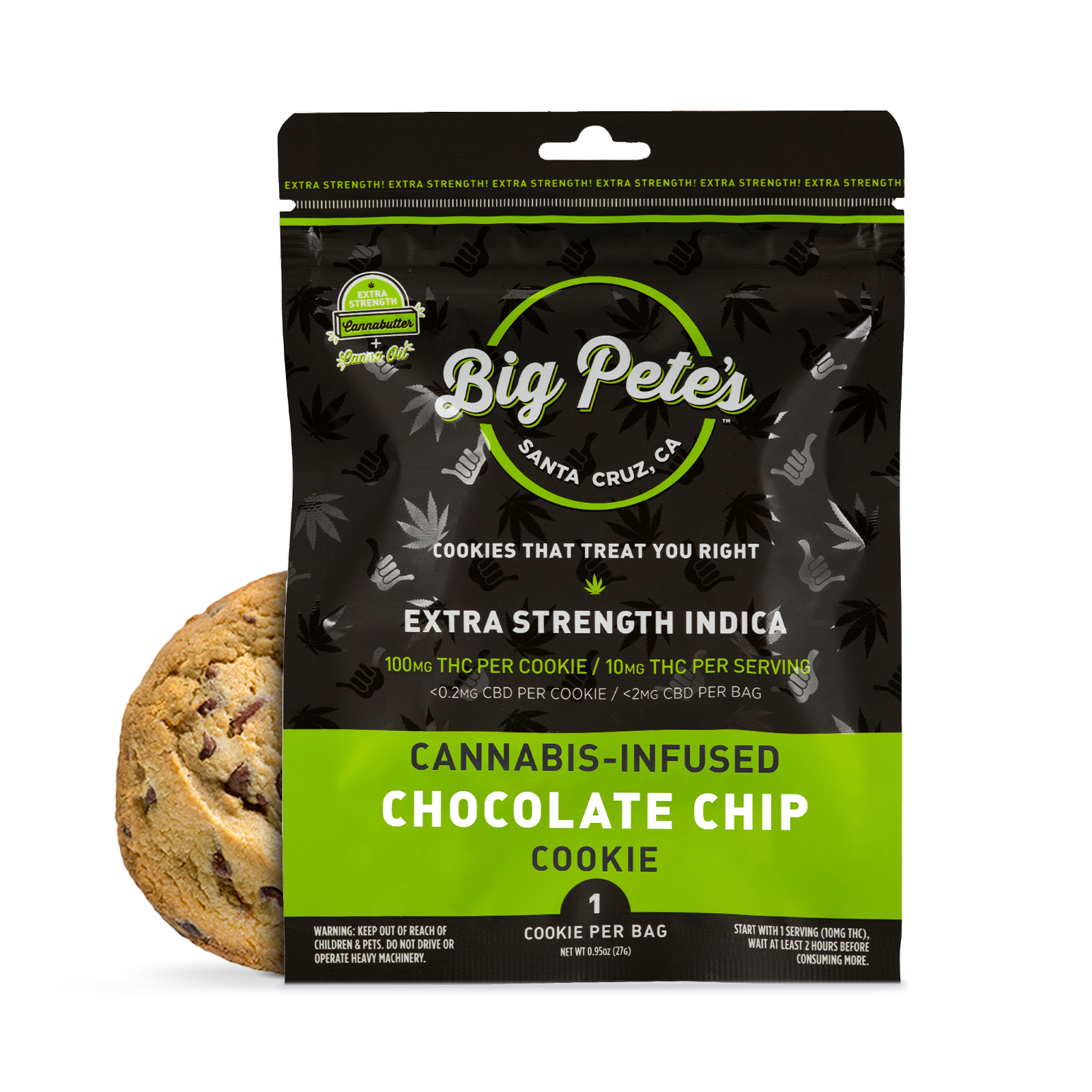 Big Pete's Treats — Big Pete's: Chocolate Chip- Indica Extra Strength Cookie (100mg) - .1g