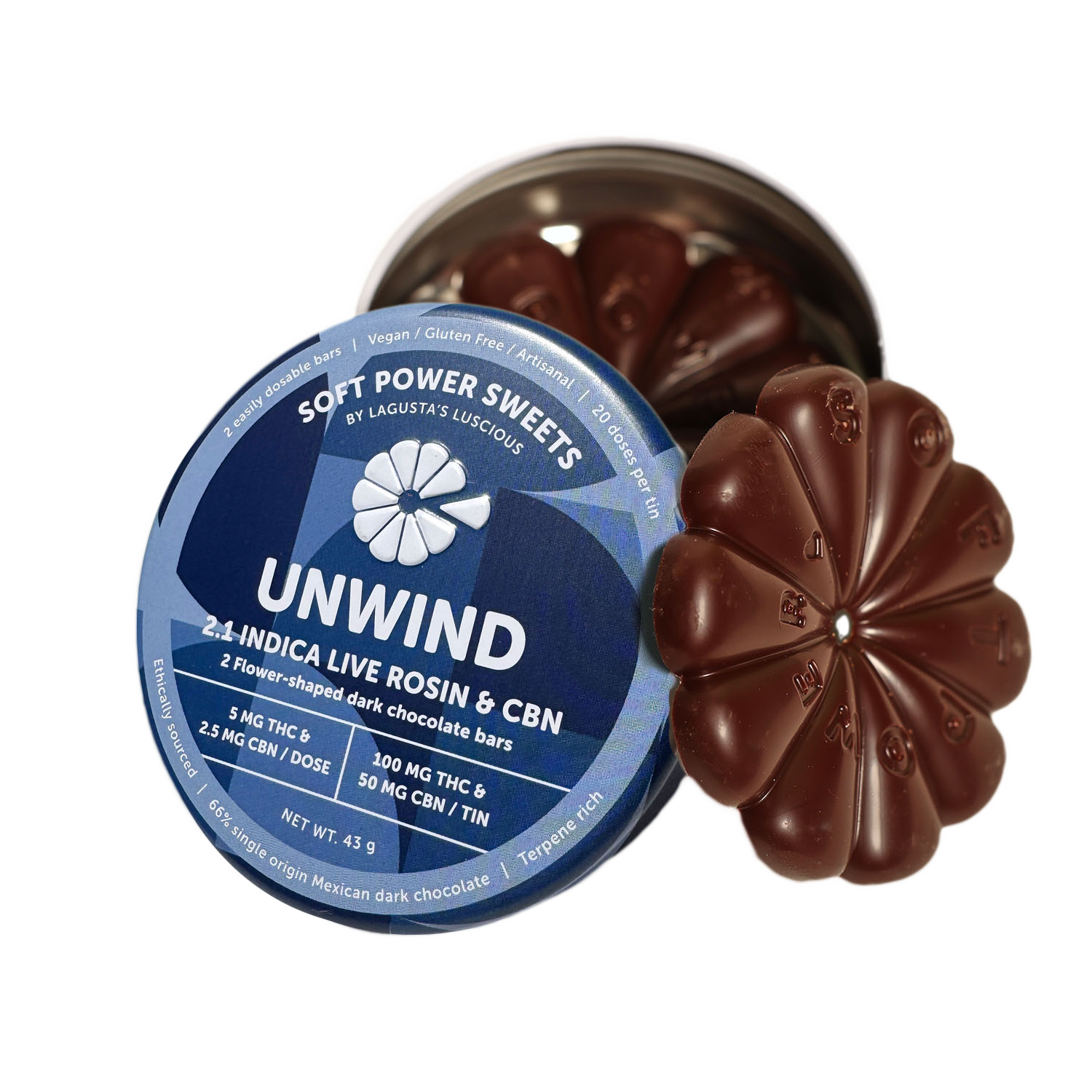 SPS | Disc Unwind | 2:1 Indica Live Rosin & CBN | 100mg | 20ct | .1g by Soft Power Sweets - edibles cannabis product