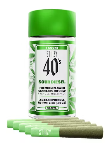 Stiiizy 40's - Sour Diesel - 5 x .5g Infused Preroll