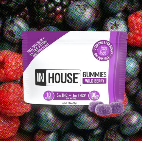 Ⓥ IN HOUSE Fast Acting Gummies 100mg: Wild Berry 10pk