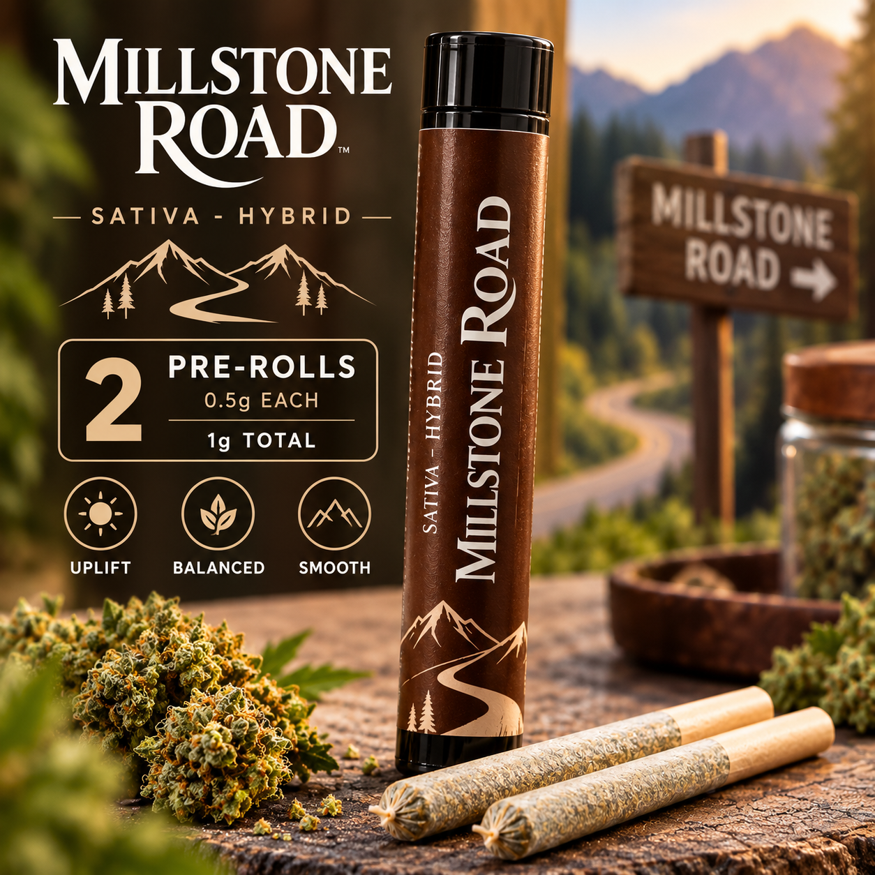 Millstone Road | Green House Mix | Sativa - Hybrid | Pre-Roll | 2pk /