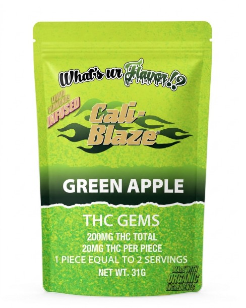 Cali Blaze Gummy Gems 200mg - Green Apple