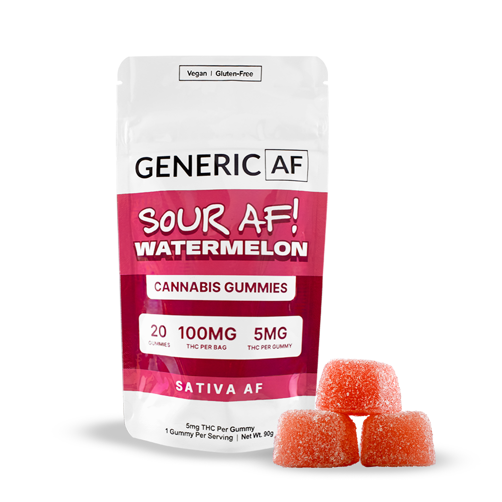 Gummies 20-Pack 100mg THC (5mg per gummy) - Sour Watermelon