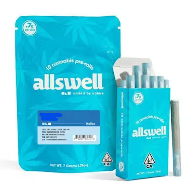 Allswell Sunspot Indica x10PK Prerolls 7G