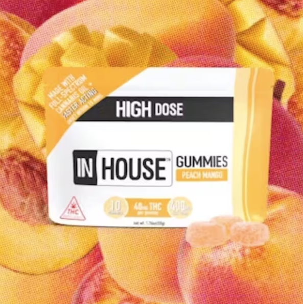 High Dose Peach Mango Fast-Acting Gummies (10pk - 500mg total)